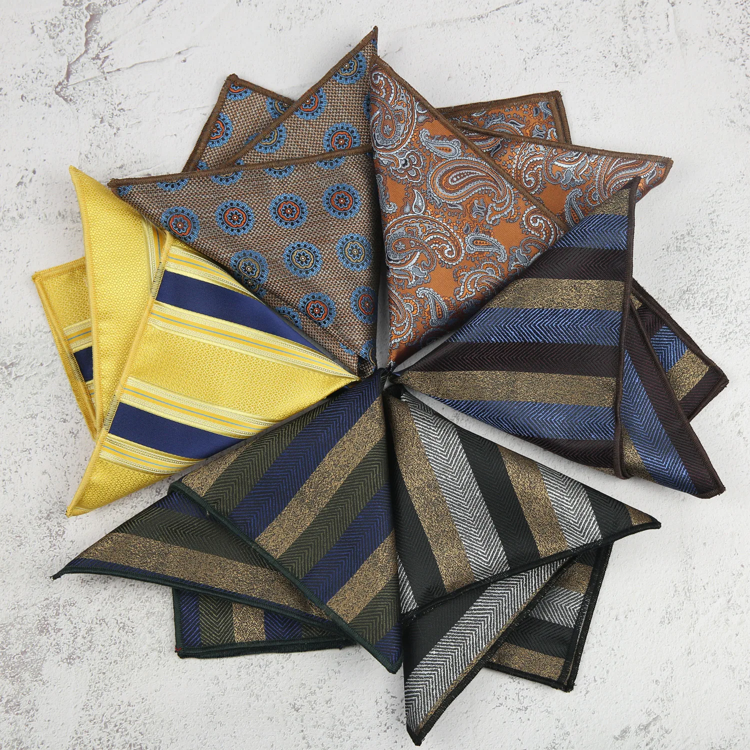 New Classic Handkerchiefs Yellow Handmade 23cm Hanky For Men Wedding Business Party Suit Pocket Square Accessories