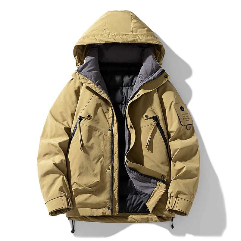 

Wind-Resistant Down Jacket Thickened Warm Men Clothing with Hood Winter Parkas High Quality Zipper Comfortable Roupas Masculinas