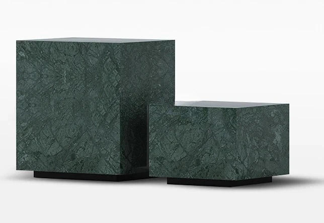 Natural marble edge table, square, small coffee table Indian green height table combination