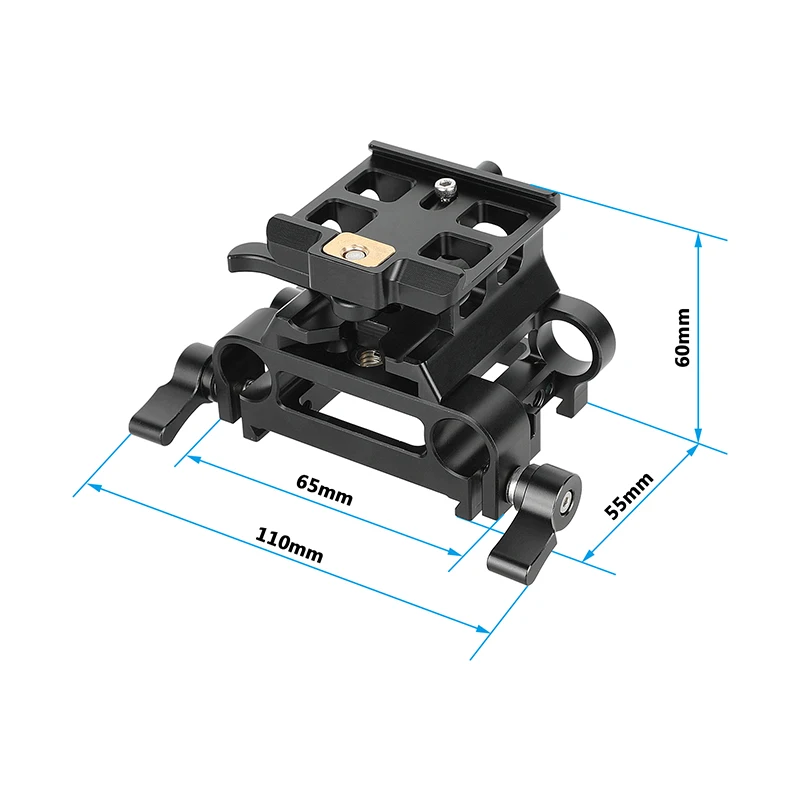 CAMVATE Quick Release 15mm Dovetail Baseplate with ARCA Clamp for DSLR Camera Cage Shoulder Mount 15mm Rail Support Tripod Mount