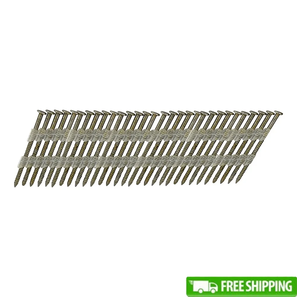 

21-Degree 0.120 Inch 3 Inch Bright Finish Plastic Collated Framing Nails 1000 Count Framing Sheathing Furniture Assembly