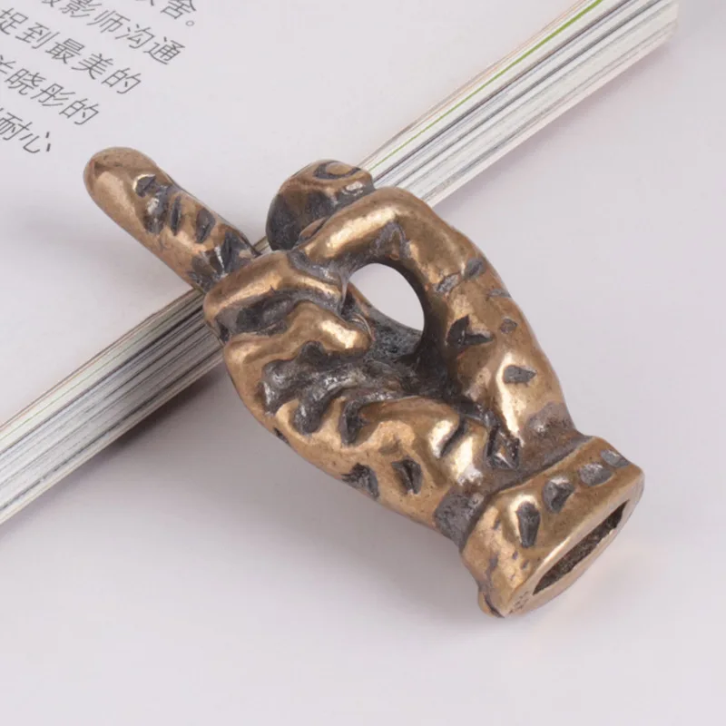 Pure Brass Handmade Old Home Desktop Decoration Personality Vertical Middle Finger Tea Ornaments