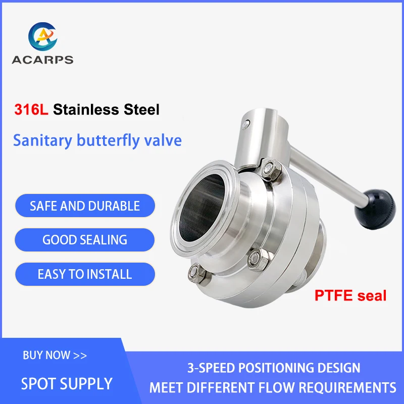 

Санитарный дроссельный клапан диаметром 38 мм, пищевая нержавеющая сталь 316, уплотнение из ПТФЭ, тройной зажим 50,5 мм, для домашней пивной молочной молочной пилы