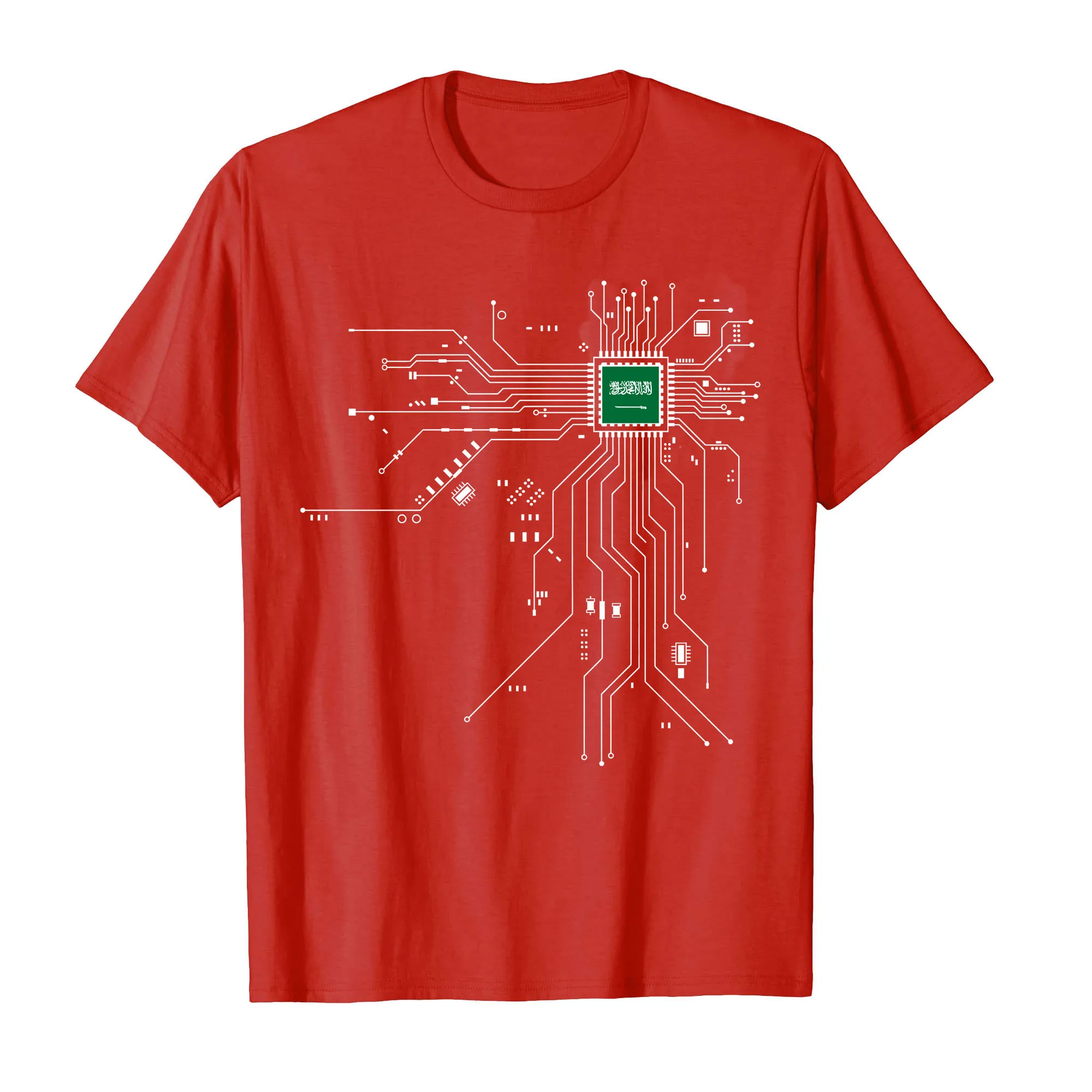 2022 Saudi Arabia sau Country Flag CPU Processor Circuit Diagram T shirts Men Women T-Shirts Tops Cotton Tees