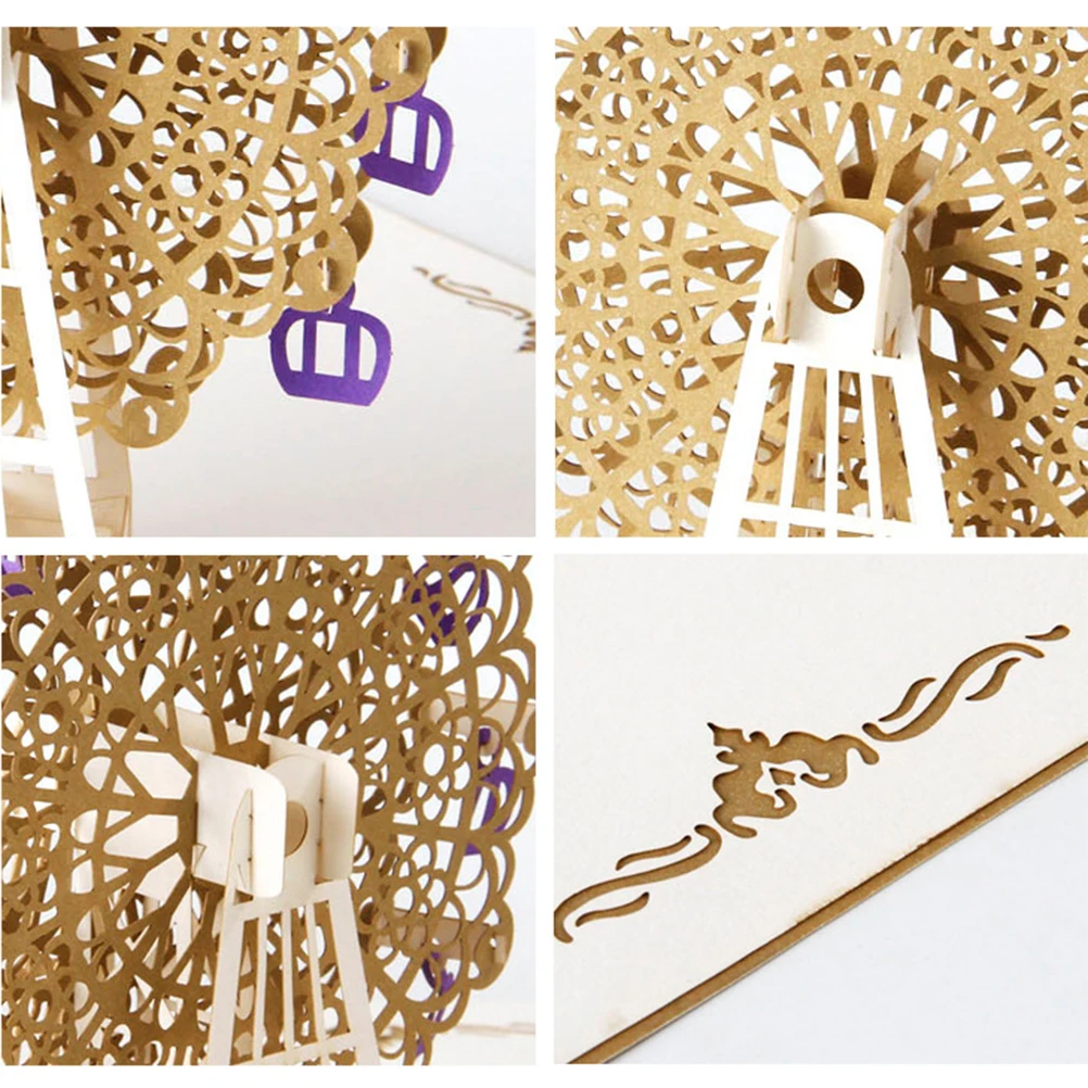 

3D Greeting Card Ferris Wheel Party Card Wedding Birthday Child Eco Friendly Premium Paper Ideal Wishes Regards Friends Family