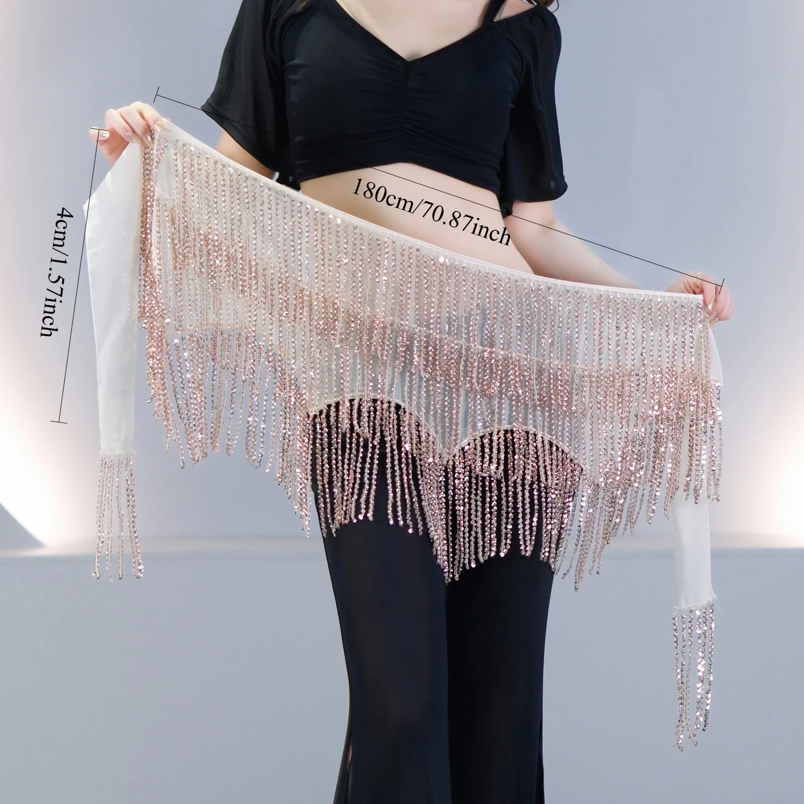 Women's Belly Dance Beads Tassel Luxury Shining Hip Scarves Tassel Waist Belts For Girls Dance Performance Belly Dance Costume