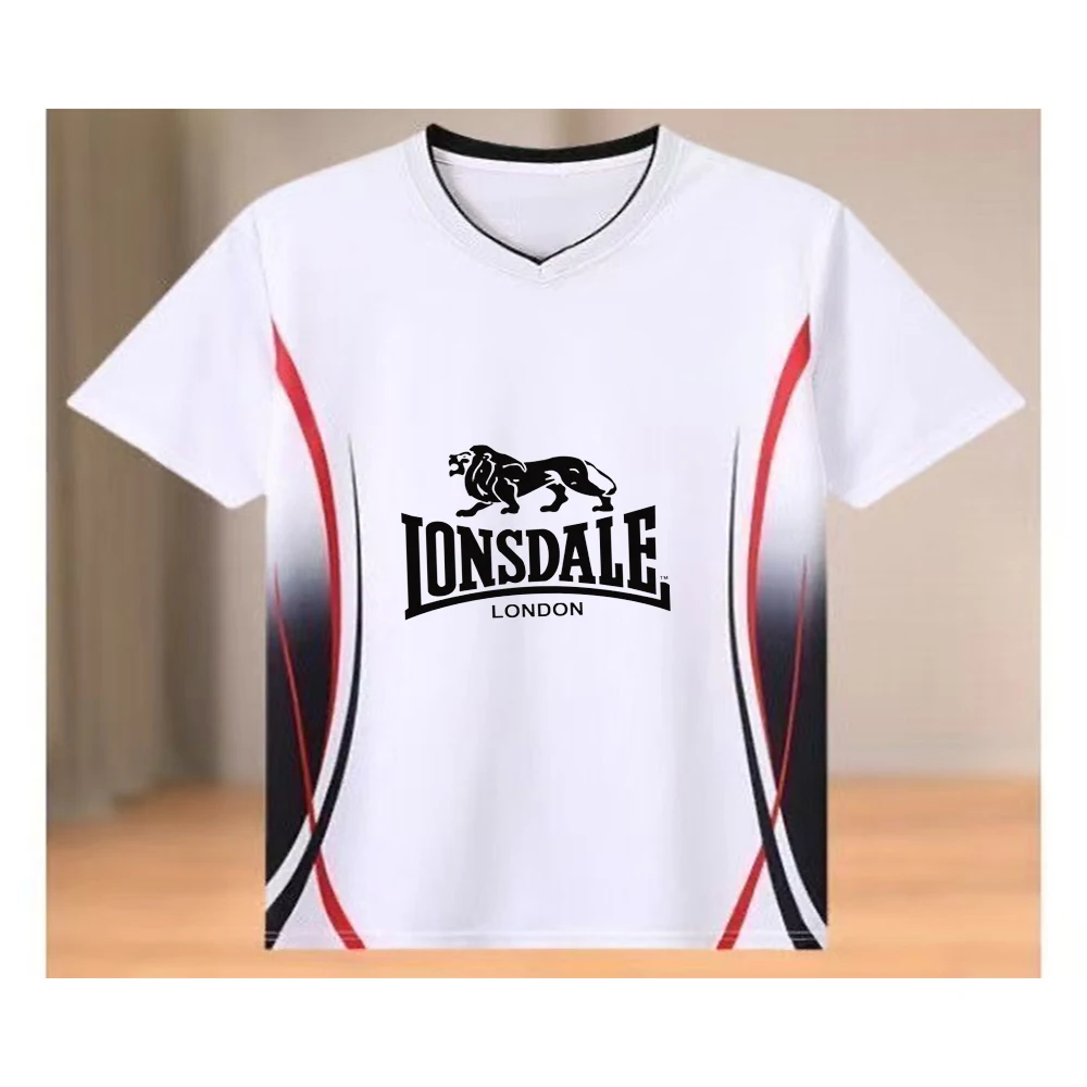 2026 new LONSDALE summer color blocked quick drying short sleeved t-shirt for men, thin and breathable t-shirt, cool and sporty