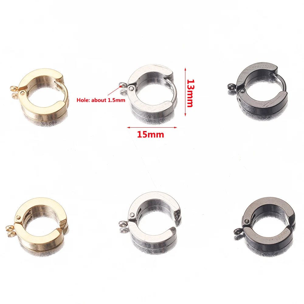 10pcs 13*15mm Gold-Plate Stainless Steel Earrings Hooks Black Clasps for Jewelry Making Supplies Women DIY Wholesale Accessories