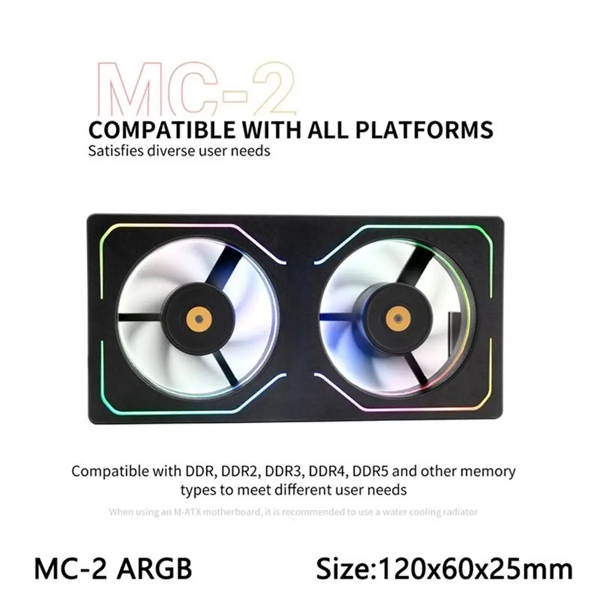 【★2026 Popular♠】-2 ARGB Computer Memory Heatsink,Paired with High-Performance Dual Fans,for DDR/DDR2/DDR3/DDR4/DDR5 Black