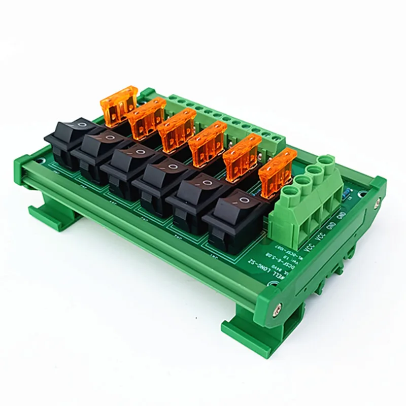 DIN rail mounted 6-position switch AC/DC distribution board module