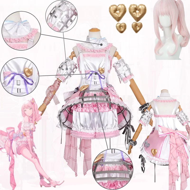 

Akiyama Mizuki Cosplay Costume Virtual Idol Akiyama Mizuki A Box of Candy Cute Pink Lolita Dress Wig Accessories Set Comic Con