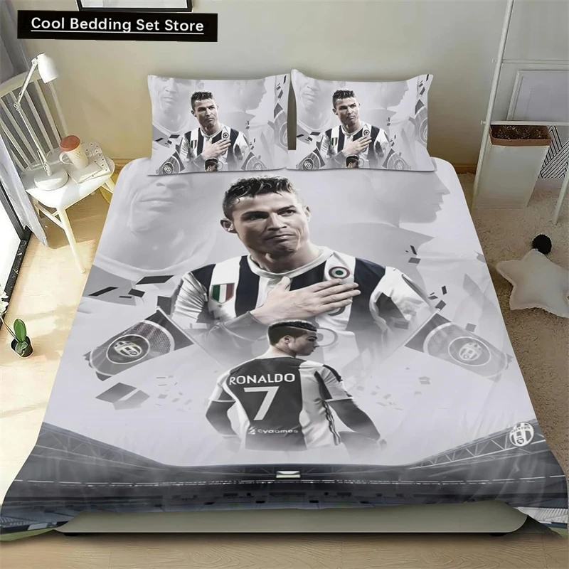 

Football Star Ronaldo Bedding Set Duvet Cover 2/3 Piece Set Single Double Bedroom Decoration Lightweight Comfortable Soft 3d