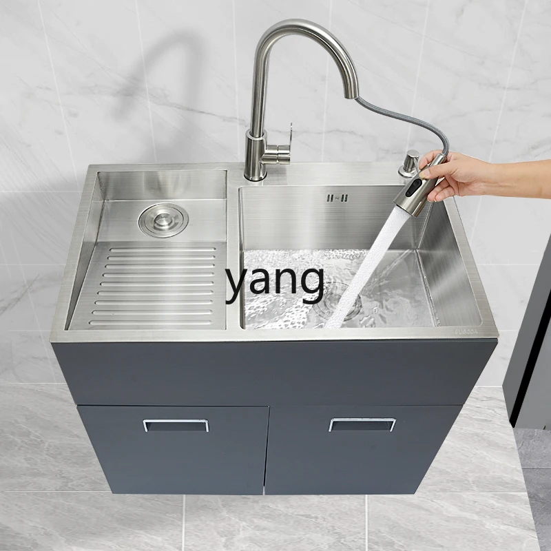 ZL balcony laundry pool basin integrated stainless steel laundry cabinet floor with rubbing board