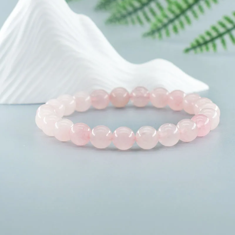 Natural Pink Rose Powder Crystal Quartz Natural Stone Stretch Bracelets Homme Purify the Soul Pulsera Jewelry Beads Lover Women