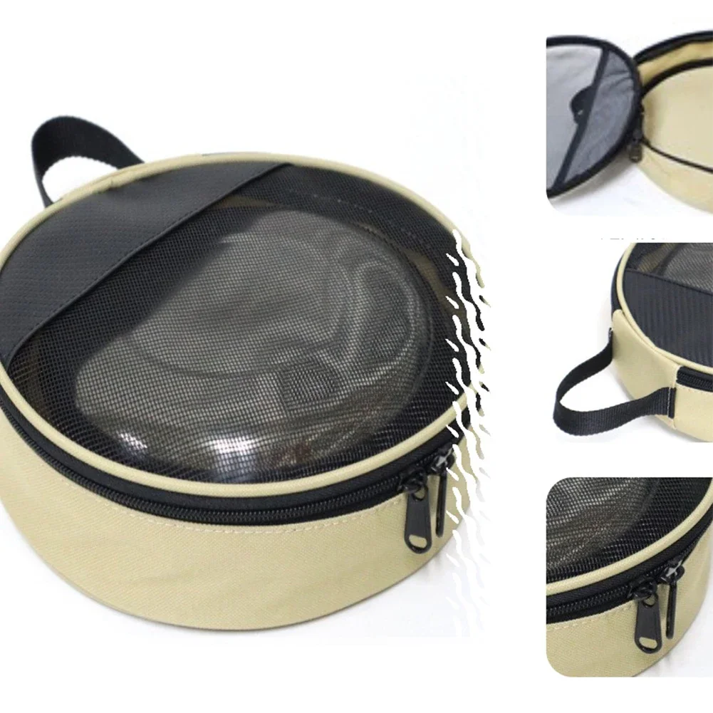 

Outdoor Camping Round Storage Bowl Containers Plate And Bowl Dish Storage Bag Oxford Cloth Wear Resistant ﻿