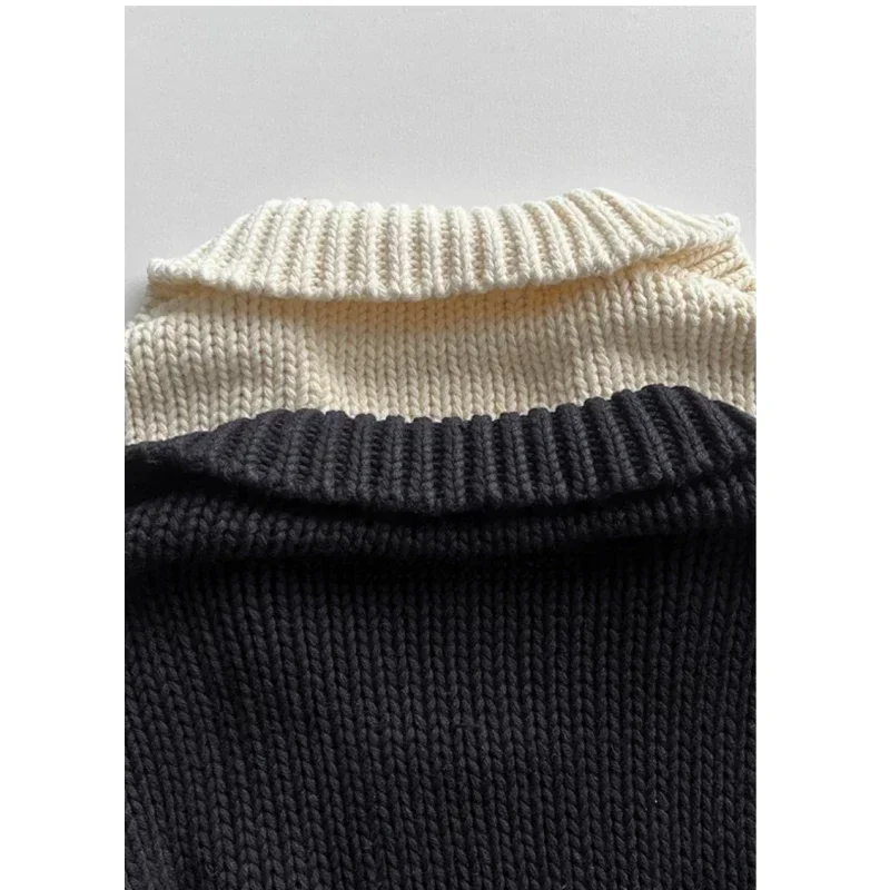 2023 Autumn Cot Spanish Niche POLO Neck Retro Tube Approximately Thick Knit Short Sleeved Knit