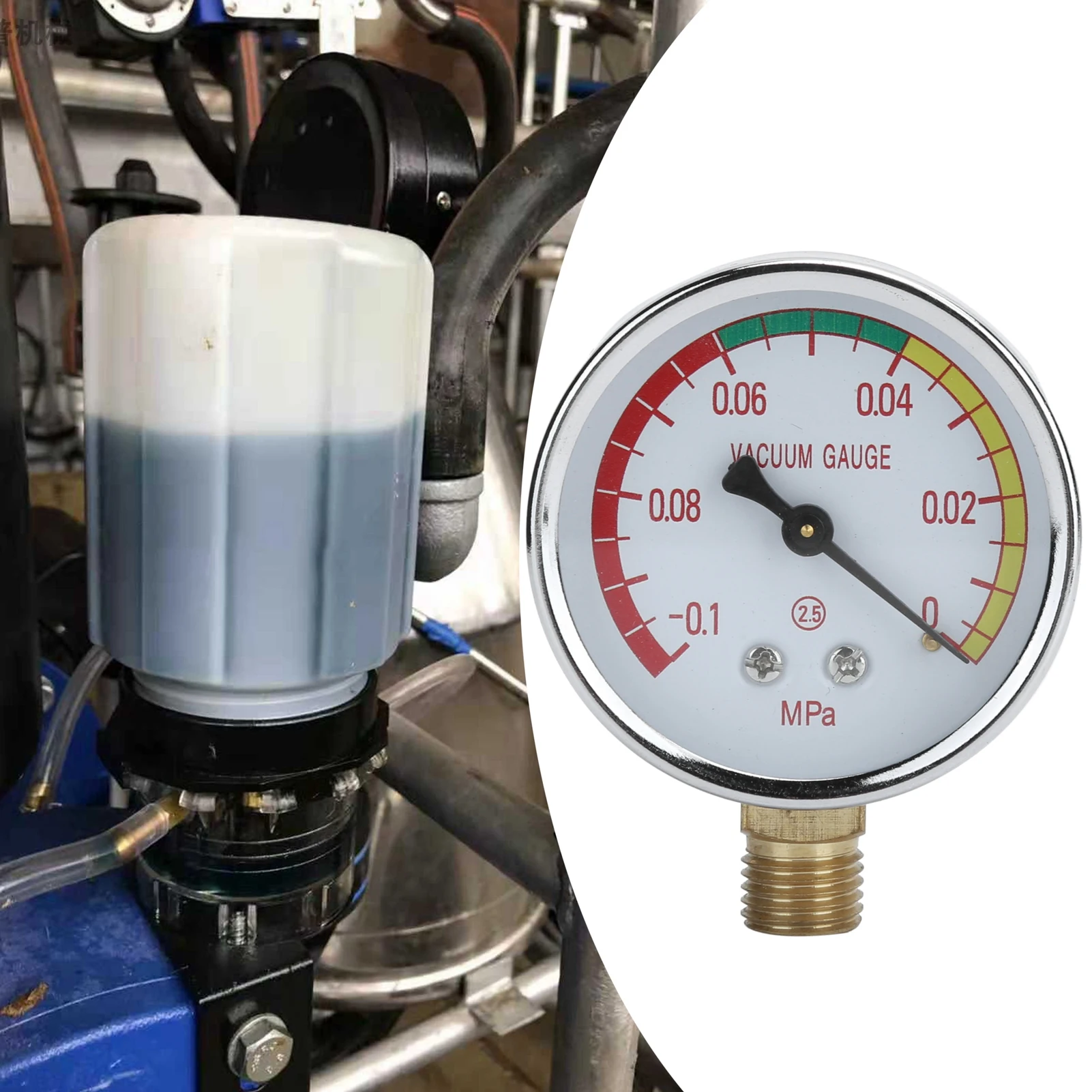 G1/4 Male Thread Milker Vacuum Regulator Gauge Milking Machine Accessory -0.1-0Mpa Milking Vacuum Gauge Digital Vacuum Gauge