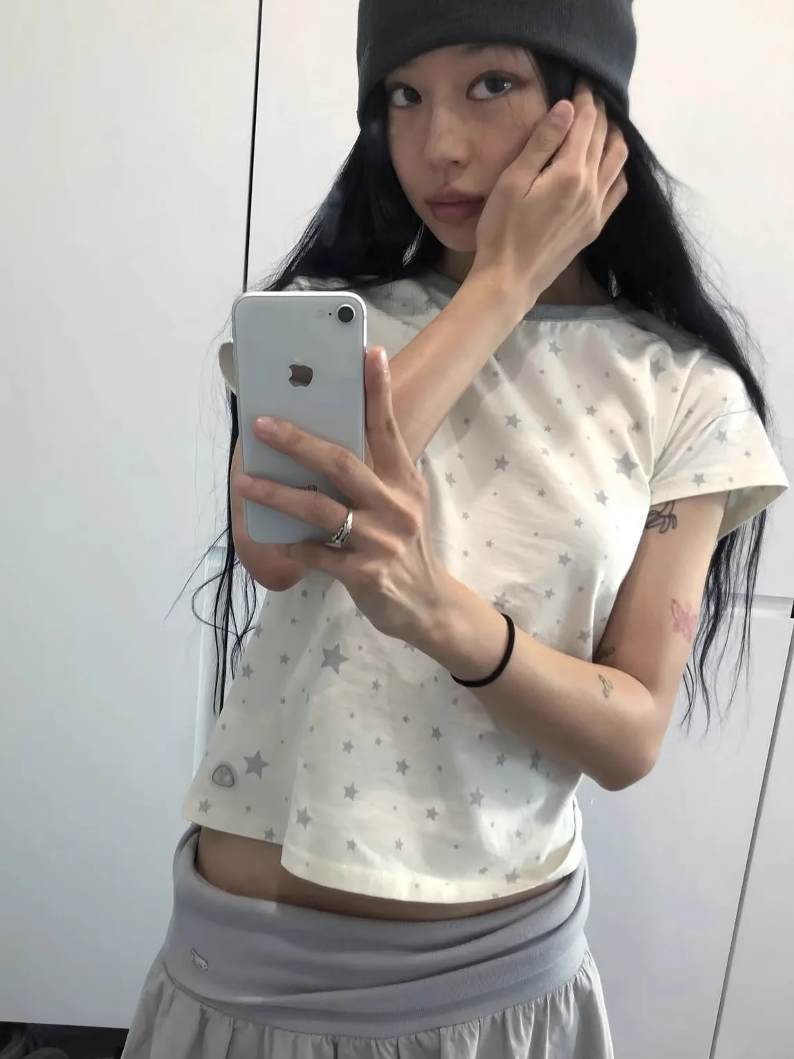 

Футболка Coyseio Stars ort Sve, хлопок, 00% облегающий круглый женский летний топ с затянутой талией в Корейском стиле