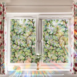 Green Vines Leaves Window Privacy Film Double-Sided Viewing Plant Vine Glass Sticker for Living Room Home Windows Decoration