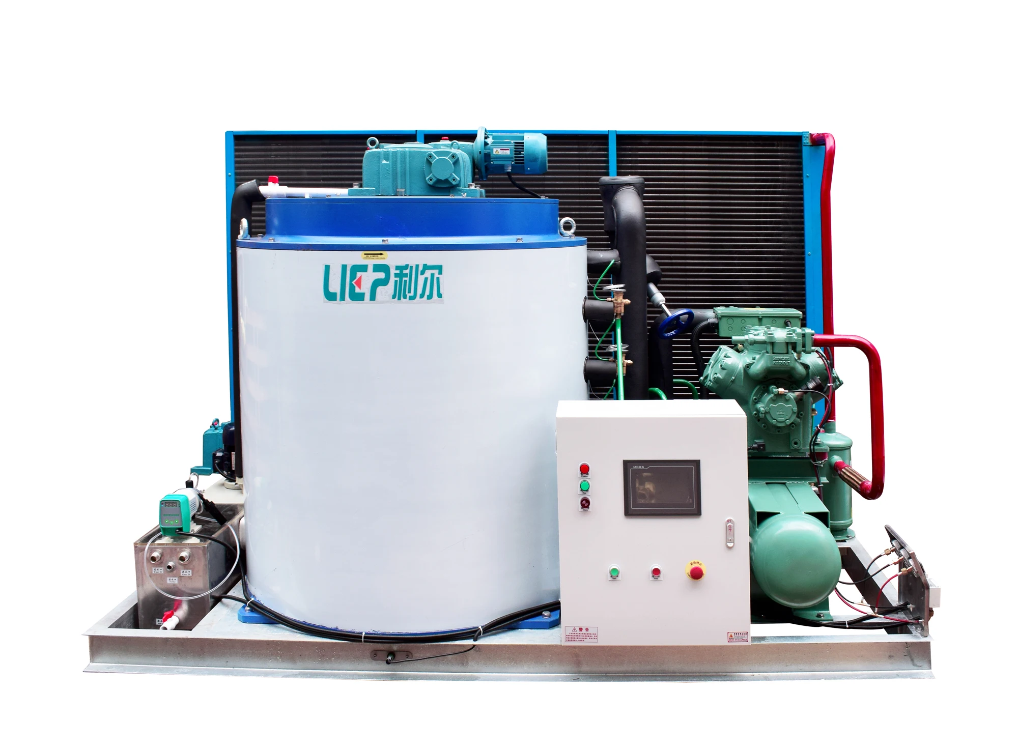 Industrial Flake Ice Machine 8 Tons Capacity High Productivity for Ice Blades Emerson Engine Stainless Steel Construction