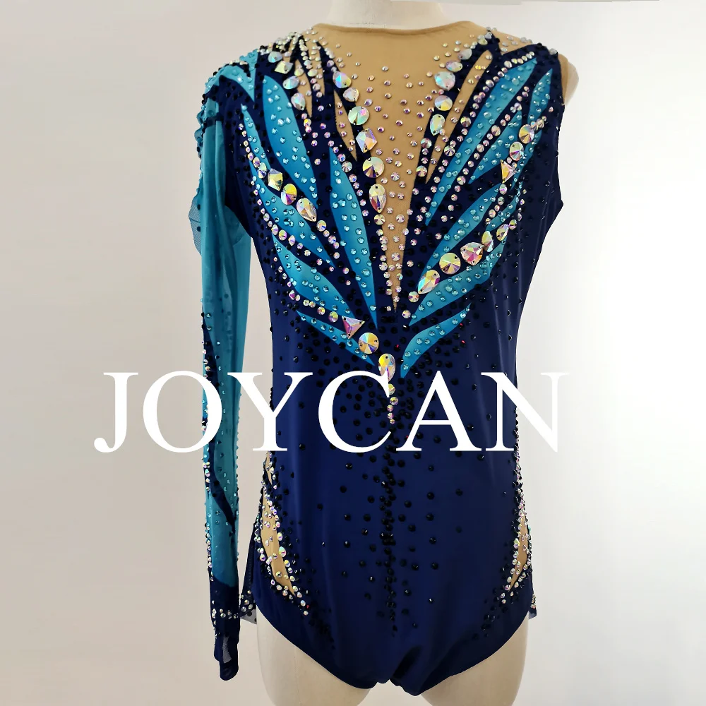 

JoyCan Rhthmic Gymnastics Leotards Girls Women Blue Spandex Elegant Dance Wear for Competitiion
