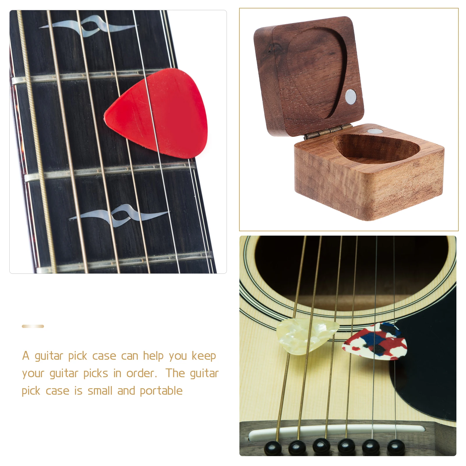 

Guitar Pick Case Storage Organizer Ukulele Cases Plectrum Holder Wood Picks Organiser Display