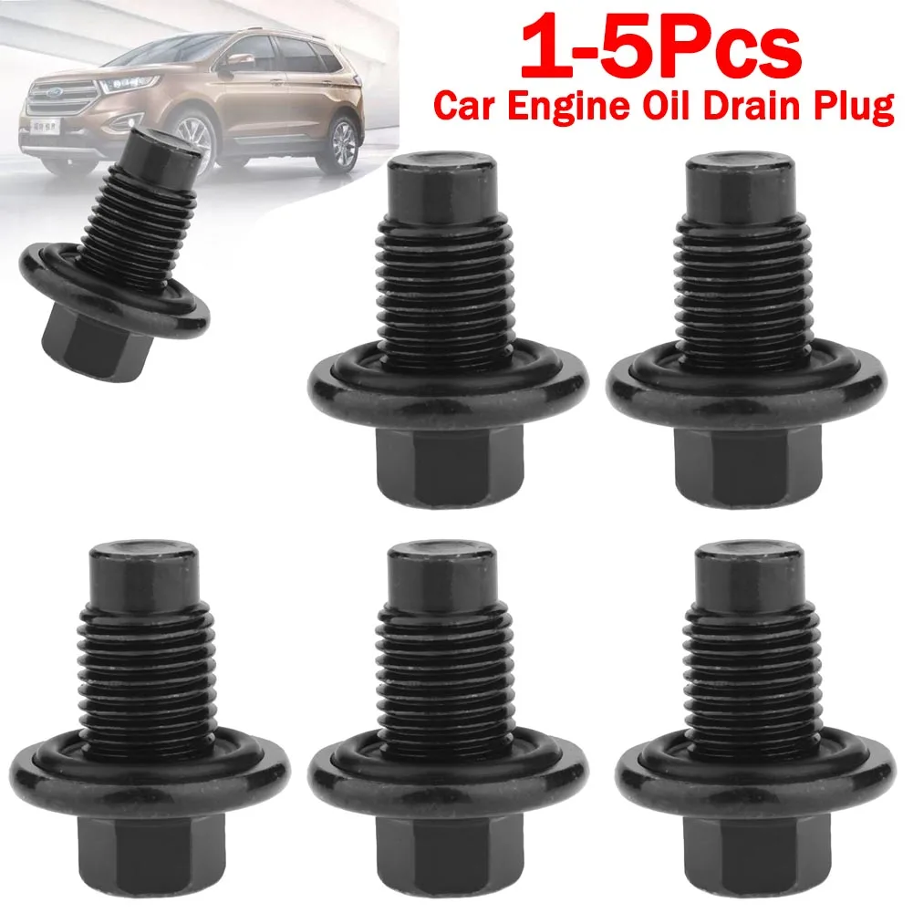 1-5PCS M14*1.5 Car Engine Oil Drain Plug Bolt Screw For Ford Fusion Focus C-Max Fiesta Galaxy Cougar Grand C-Max 0711617