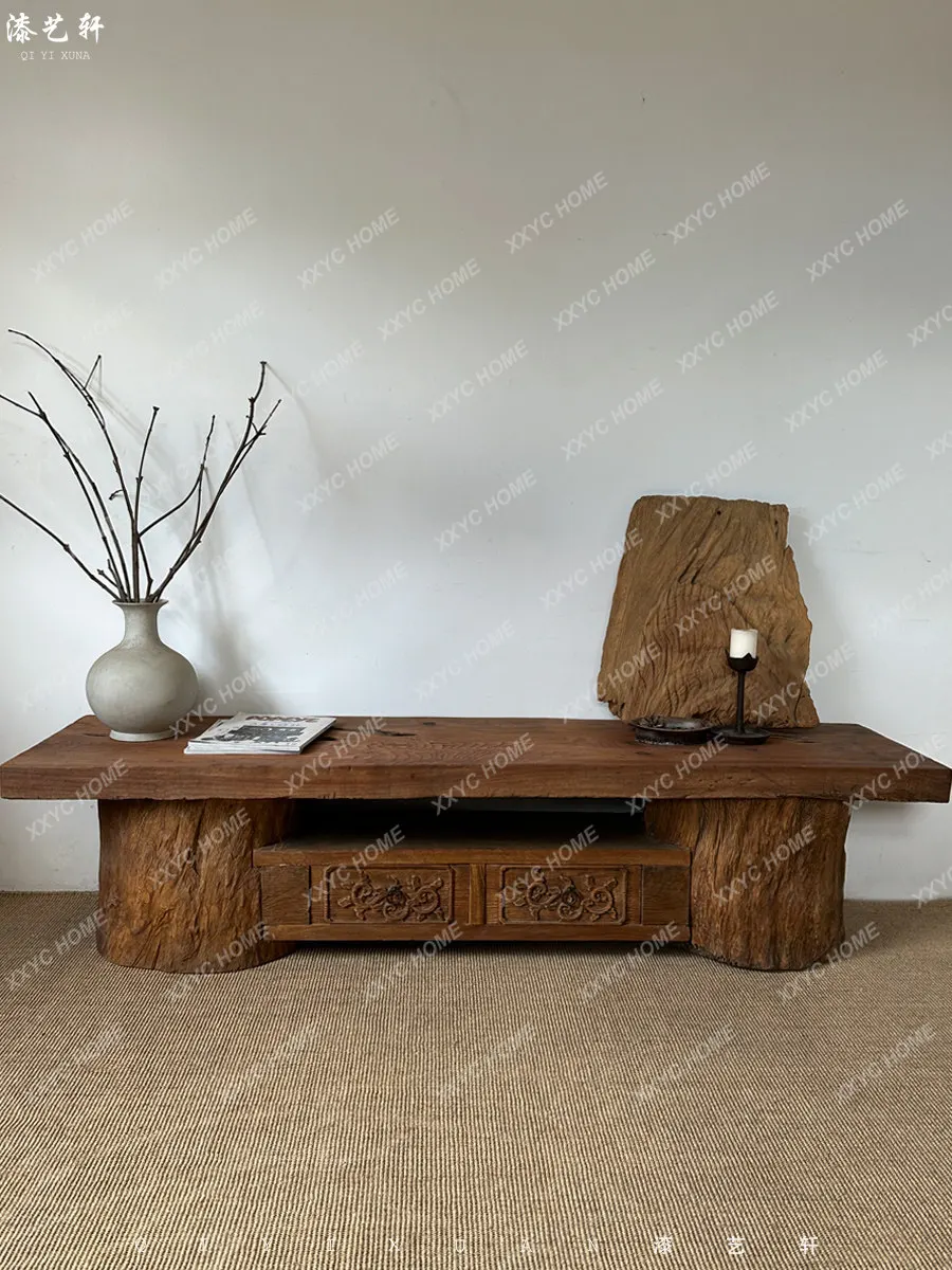 Solid wood TV cabinet Bed and breakfast hotel lobby Old wood TV cabinet Floor cabinet