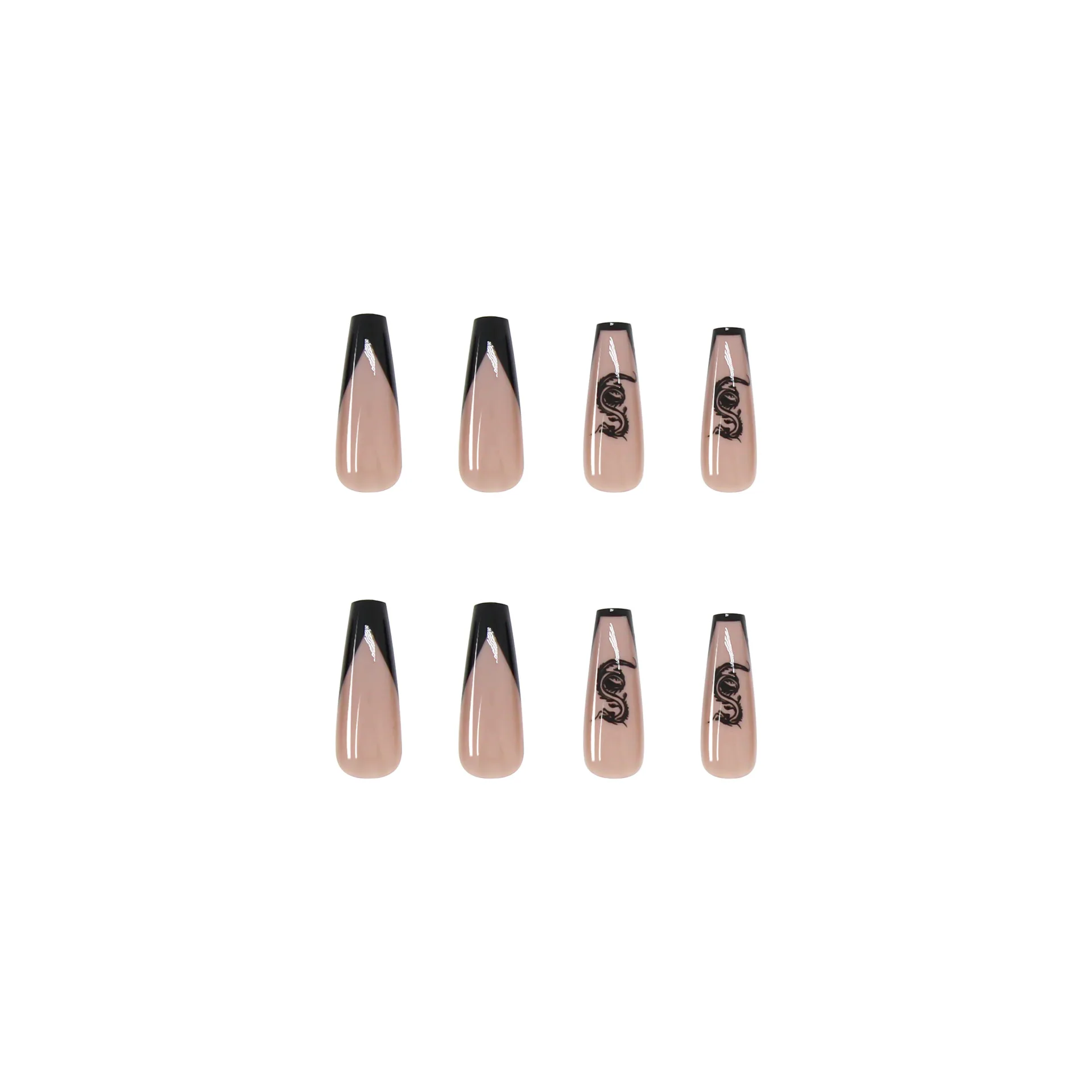 24Pcs/Box Longtou Long Ballet Press on Nail Tips Seamless Removable Fake Nails Capsule Professional Material False Nails Art