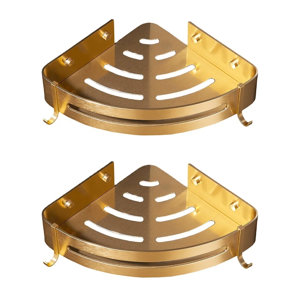 

Bathroom Aluminum Corner Shelves Gold Bathroom Basket