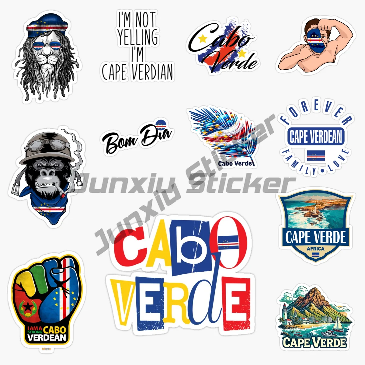 

Republic of Cape Verde Flag Map Emblem Tearing Sticker Motorcycle Bumper Laptop Wall Bicycle Truck Helmet Racing Off-road Decal