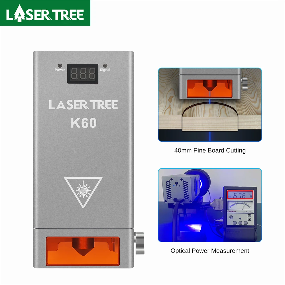 

LASER TREE 60W 40W 30W 20W Лазерный модуль с Air Assist TTL Синий световой модуль для лазерного гравера с ЧПУ Режущие деревообрабатывающие инструменты
