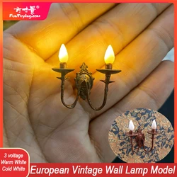 Miniature simulation European wall lamp model boutique double elbow indoor wall lamp sand table G scale model house diy lighting