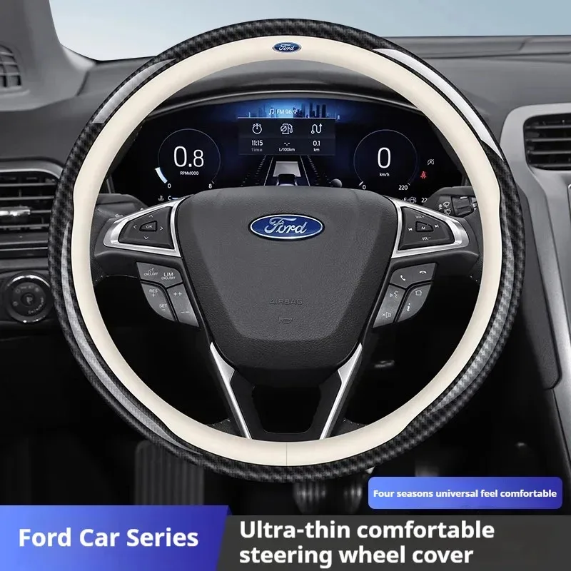 

Car Carbon fiber Suede Anti-slip Steering Wheel Cover For Ford Mondeo Focus Raptor Puma Edge Explorer Ecosport Ranger F150 Kuga