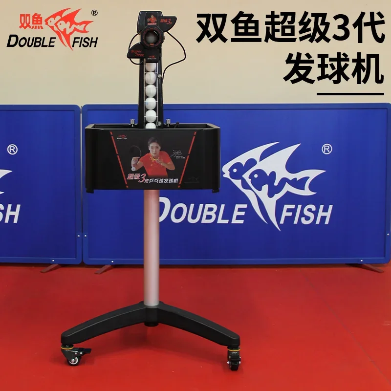 Double Fish High level Smart serve auto-recycle Movable Automatic table tennis professional spin robots with wheels