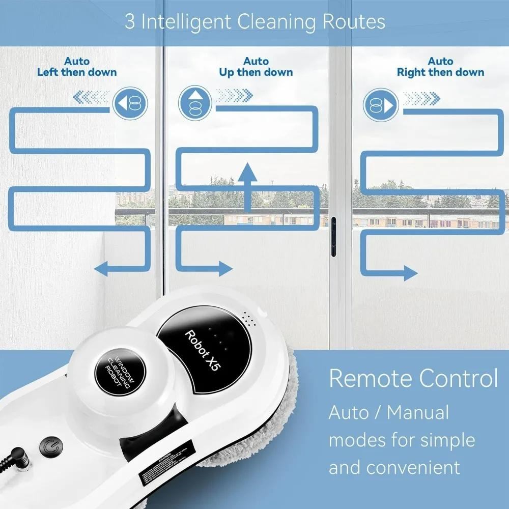 Window Cleaning Robot, X5 Smart Window Vacuum Cleaner Glass Cleaning Robotic with APP & Remote, Intelligent Automatic