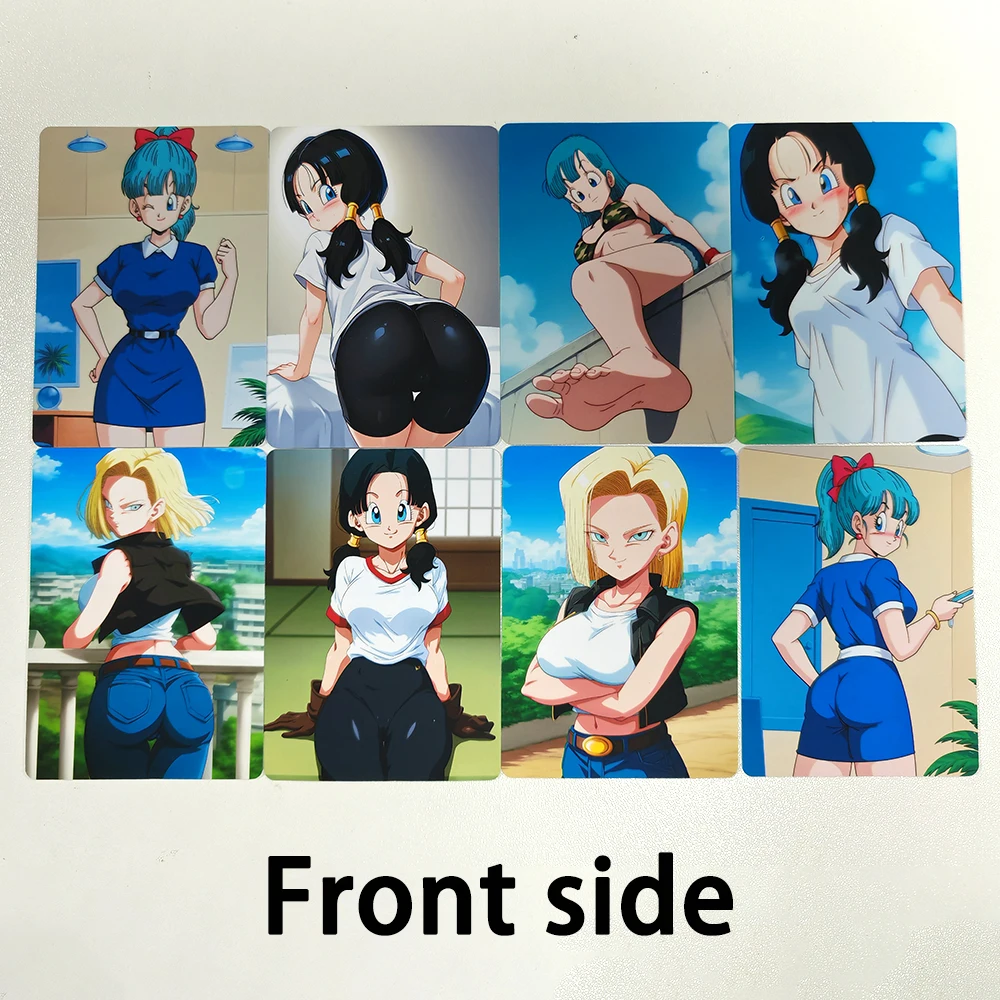 8PCS Game Anime Sexy Cards Bulma Videl Mosaic-free Android 18 Lazuli ACG Double Sided Nude Card Adult Collectible Toys 18+