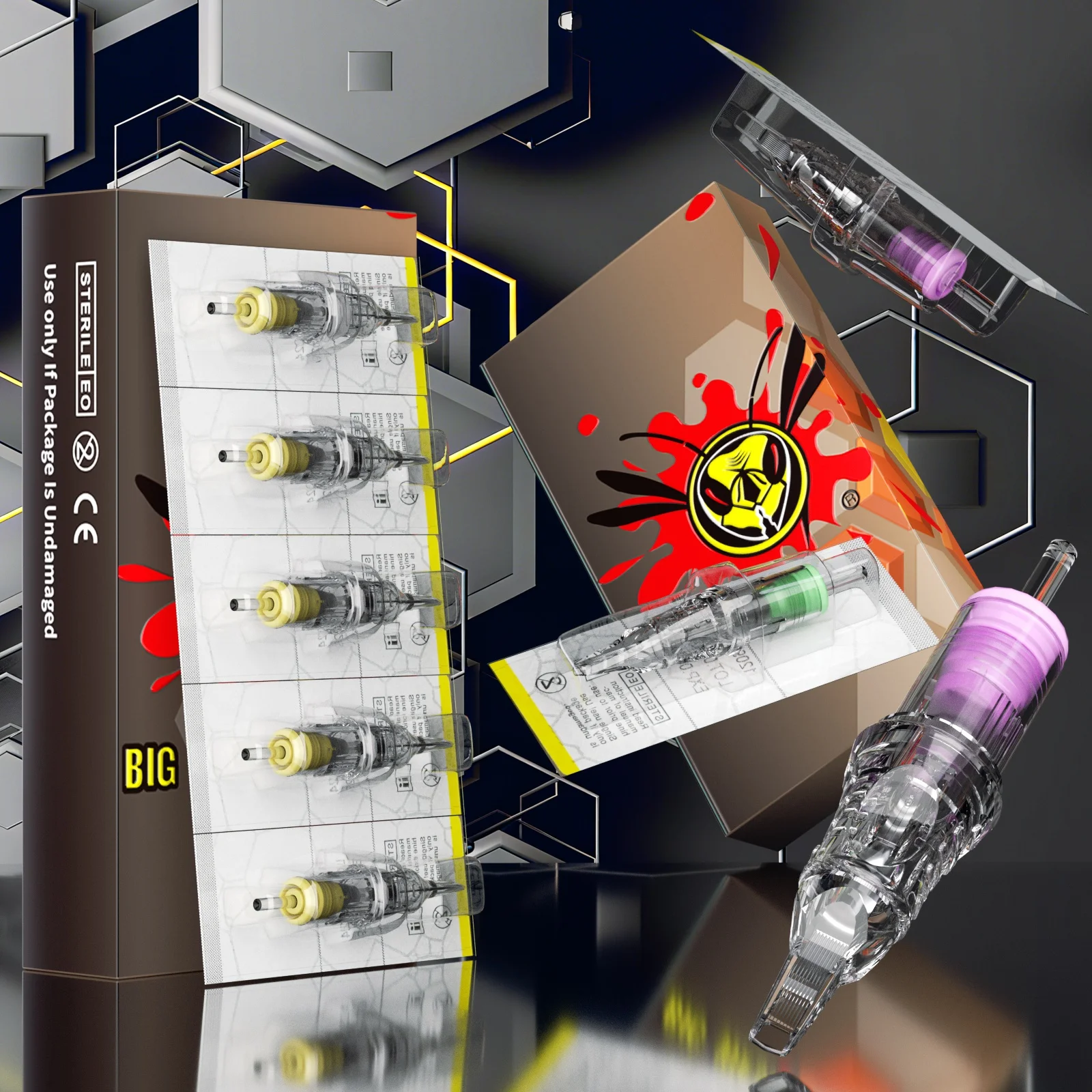 

Новые профессиональные иглы для татуировок BIGWASP, 20 шт., RL/RS/RM/M1, 0,3/0,35 мм, одноразовые стерилизованные безопасные картриджи, иглы