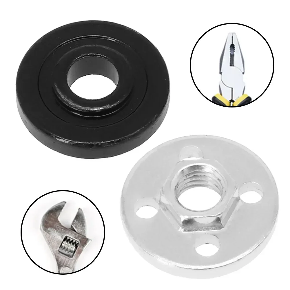 2pcs/set Pressure Plate Cover Hexagon Nut Fitting Tool Inner Outer Flange Nut Set For Type 100 Angle Grinder Polisher Power Tool