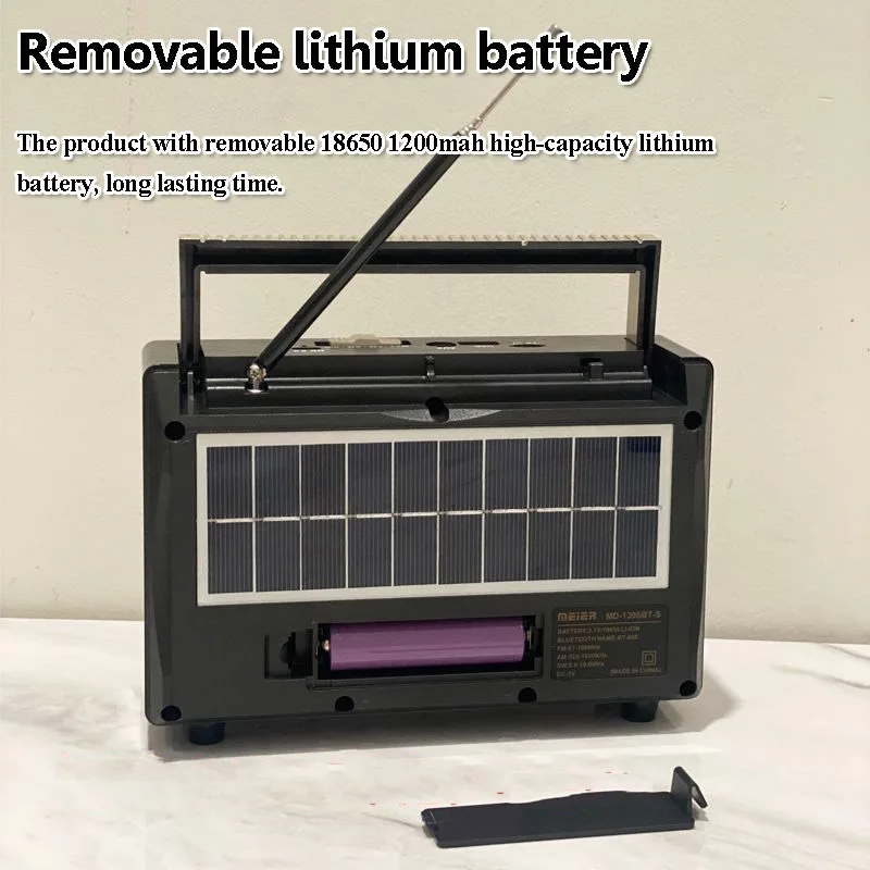 راديو FM AM SW محمول عتيق قابل لإعادة الشحن، أجهزة راديو كاملة الموجات، مكبر صوت مزدوج، مشغل موسيقى بلوتوث لاسلكي، شحن بالطاقة الشمسية