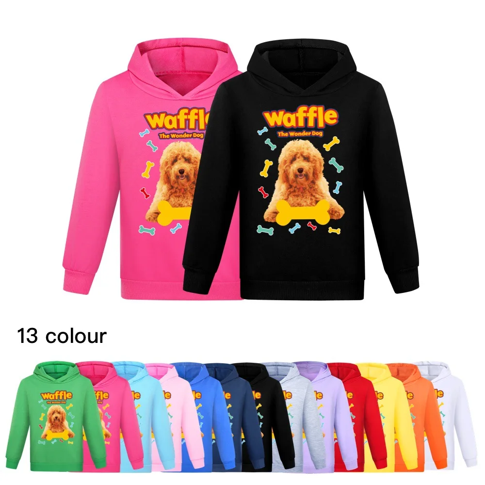 

Waffle The Wonder Dog Hoodie Kids Cartoon Waffle Clothes Girls Hooded Sweatshirts Boys Long Sleeve Coats Children Casual Jumper