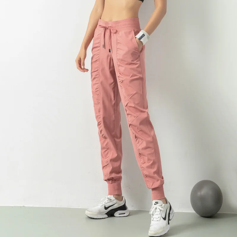 High-waisted Quick-drying Sports Pants Women\'s Loose Pleated Fitness Running Pants Were Thin Drawstring Harlan Casual Leggings