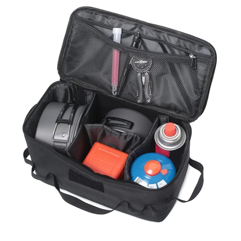Outdoor Camping Storage Bag Gas Stove Canister Pot Carry Bag Picnic Bag Cookware Utensils Organizer Green-FS view 4