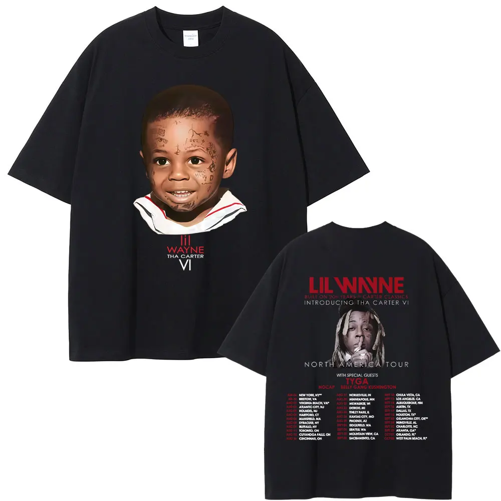 

Rapper Lil Wayne Face Graphic T-shirts Tha Carter VI North America Tour 2025 T-shirt Men Hip Hop Fashion Oversized T Shirts Tops