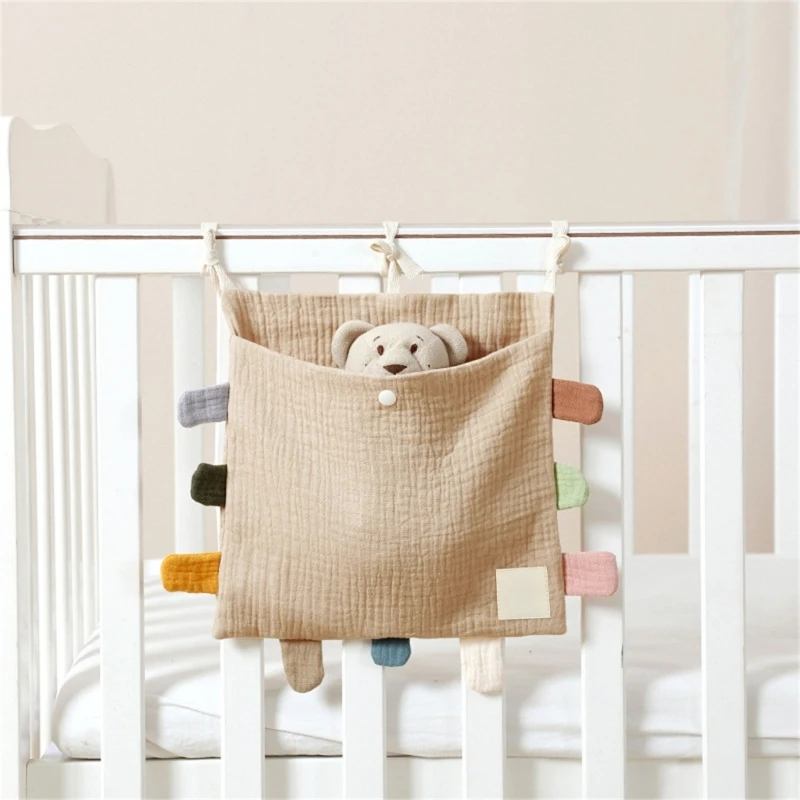 Baby Bed Storage Bag Cotton Bedside Organiser Baby Nursery Hanging Bag for Nappy Toy Clothes Baby Essentials Storage Bag