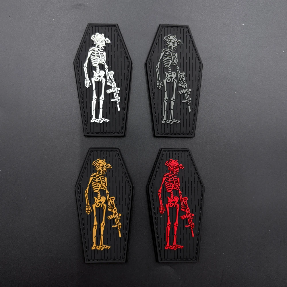 Vintage Art Skeleton Outline Graphic Pvc Luminous Armband Patch Badge Clothing Modification Bag Decoration Accessories with Fleece Backing