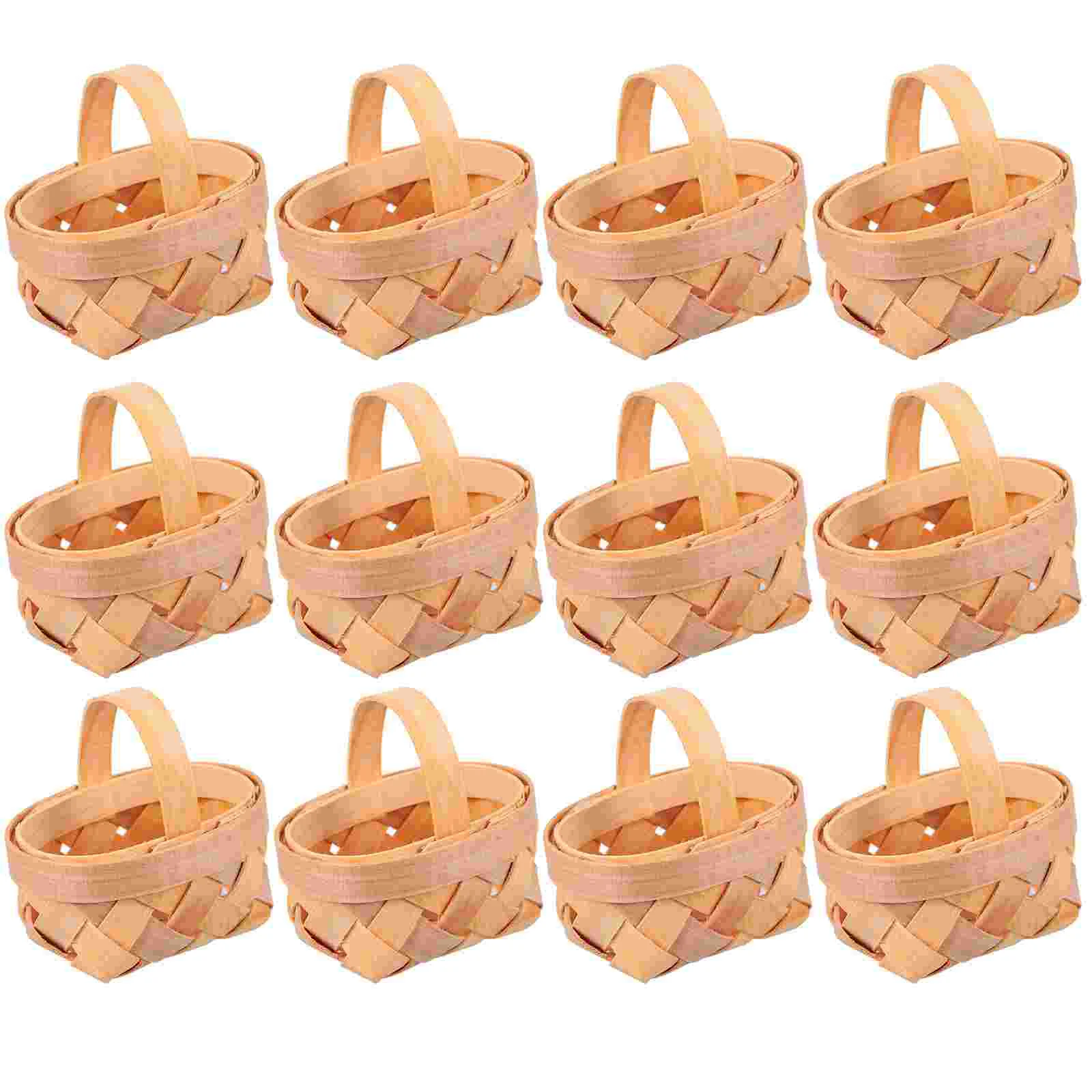 12pcs Manual Woven Mini Baskets Wood Chip Baskets Decorations Mini Baskets Woven Basket Woven Basket Wood Chip