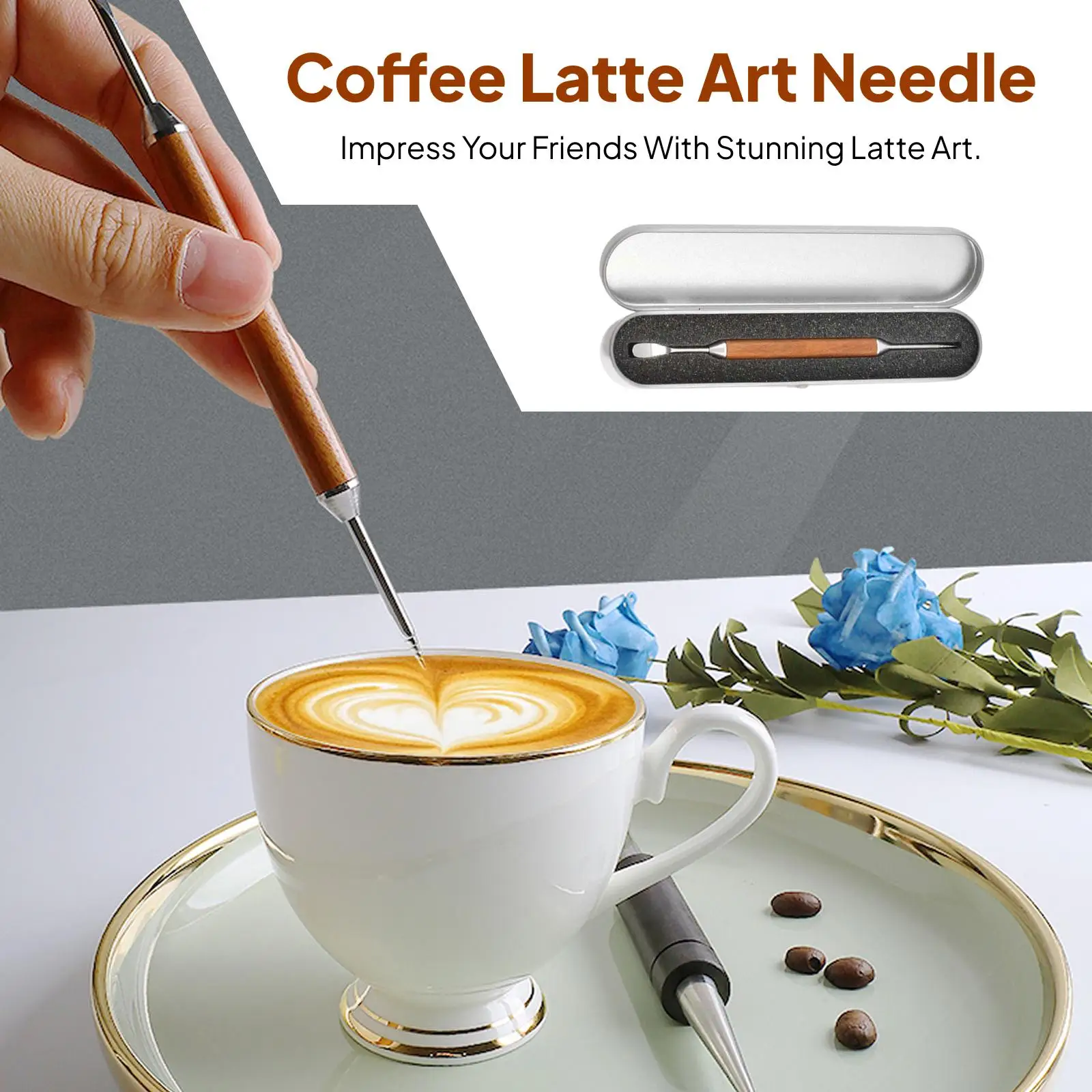 Coffee Decorative Pen Stainless Steel Latte Art Tool for Cappuccino Drawing Home Barista Carving Stick Coffee Tableware