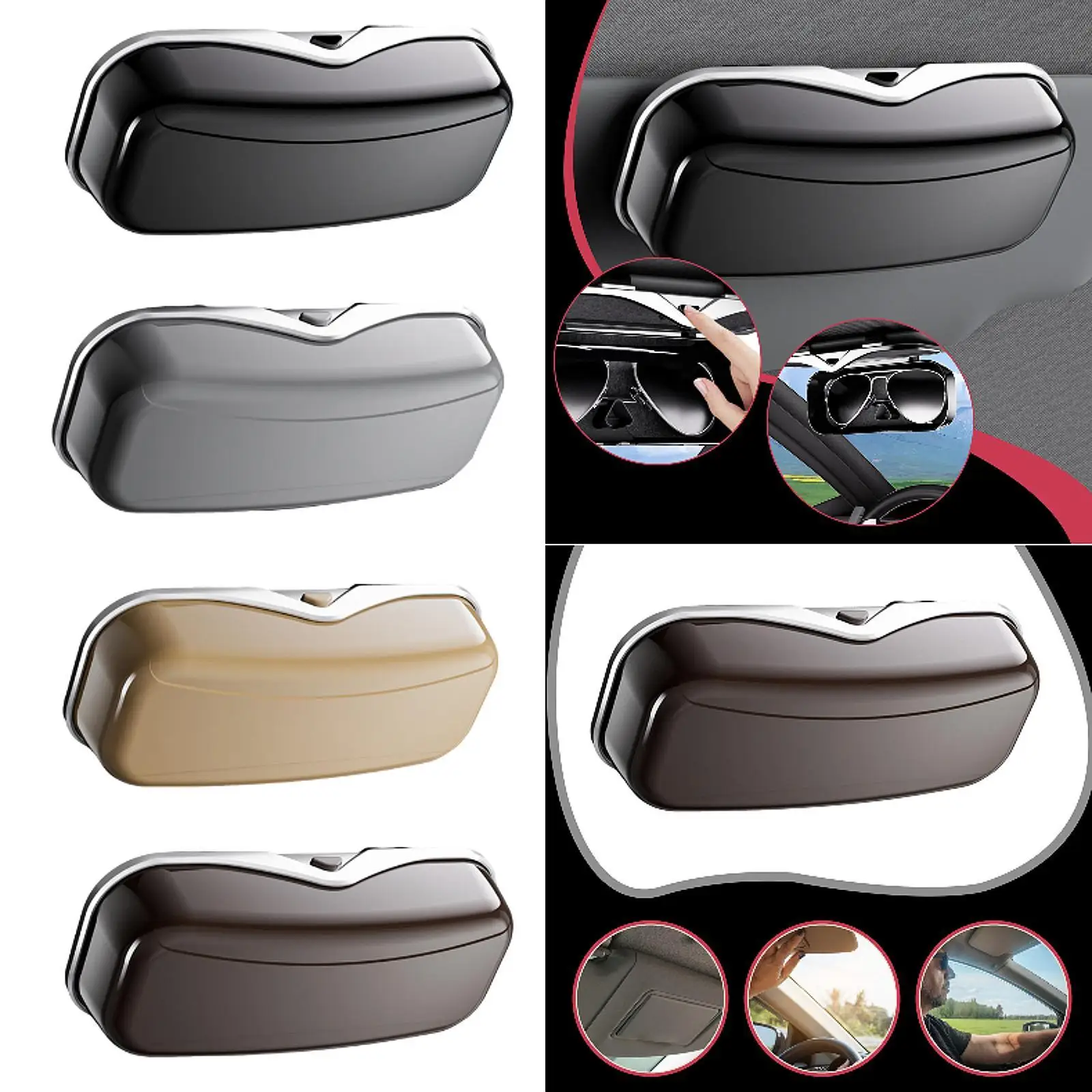 

Generic Car Sun Visor Sunglasses Holder Eyeglasses Organizer, Men Women Automotive Interior Accessories, Auto Glasses Case