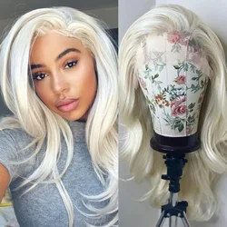 Blonde Wig Long Natural Wavy Synthetic Lace Front Wig Glueless Wigs Ready to Wear White Wig Long Blonde Lace Wigs for Women